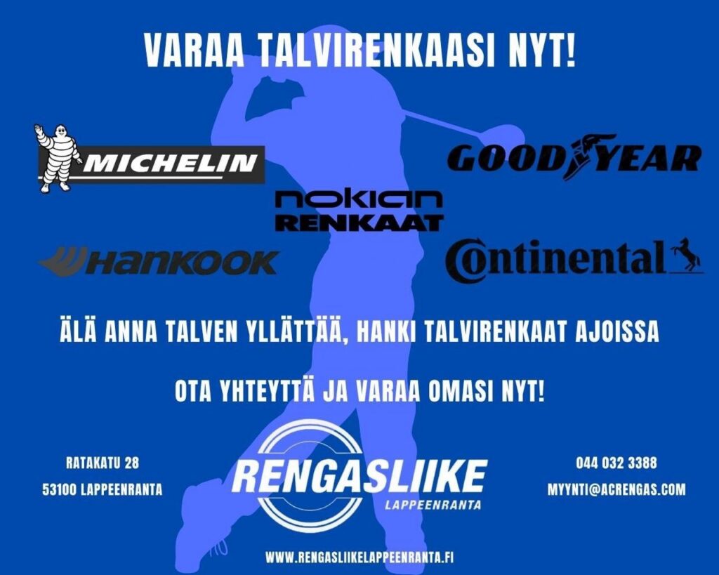 Varaa talvirenkaasi nyt - Michelin, Goodyear, Nokian Renkaat, Hankook ja Continental